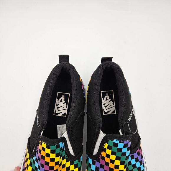 Vans Asher Slip-On Rainbow Checkerboard Unisex Kids Shoes | Youth Size 4 - Picture 9 of 9